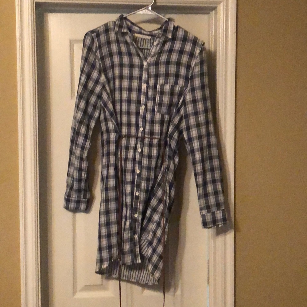 Oversized flannel shirt dress